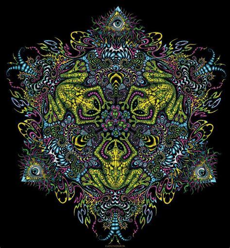 Tapestry Frogs By Luminokaya Fractal Trippy Psy Etsy