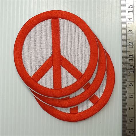3 Pieces 700cm Red Peace Sign Circle Embroidered Iron On Sew Etsy