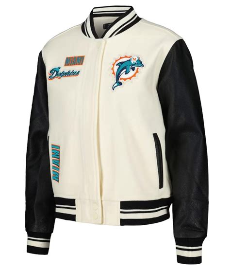 Retro Classic Cream Miami Dolphins Varsity Jacket