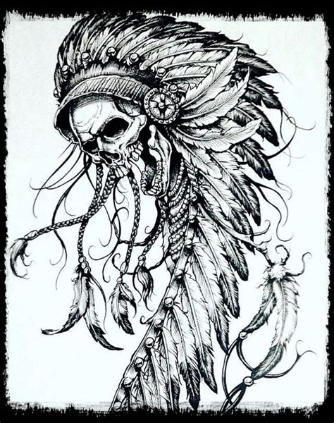 Afflictionskull Warrior Skull Tattoos Bull Skull Tattoos Native