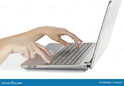 Woman Typing On Notebook Stock Photo Image Of Developer 25064586