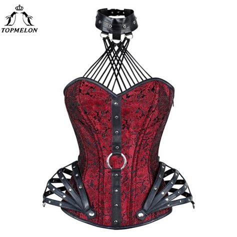 topmelon steampunk halter bustier gothic corselet corset women choker corsets and bustiers sexy