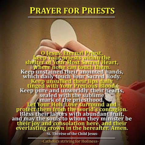 Prayer For Priests By St Thérèse Of The Child Jesus Catholics