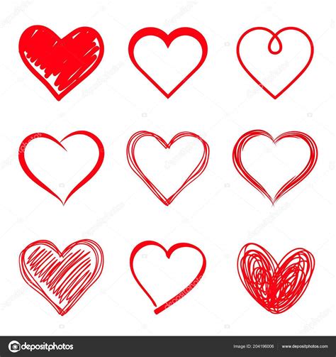 Vector Hearts Set Hand Drawn Stock Vector Image By ©iktash2 204196006