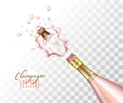 Premium Vector Realistic Pink Champagne Explosion With Popping Cork