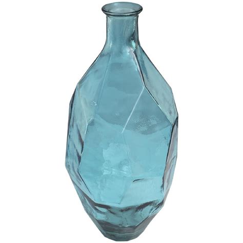 24 Teal Glass Geometric Vase Wilford And Lee Home Accents