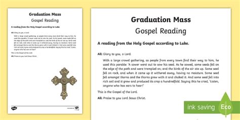 Graduation Mass Gospel Reading Print Out Teacher Made