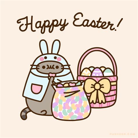 An Easter Bunny Carrying A Basket With Eggs In It And The Words Happy Easter