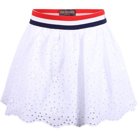 Trussardi Girls Eyelet Lace Skirt In White — Bambinifashioncom