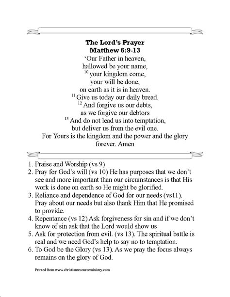 More Printables On The Lords Prayer