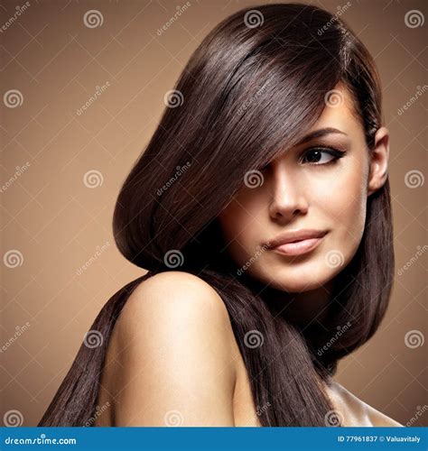 Beautiful Young Woman With Long Straight Brown Hair Stock Image