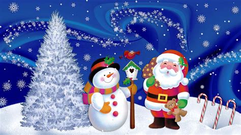 Download Merry Cartoon Christmas Scene Wallpaper