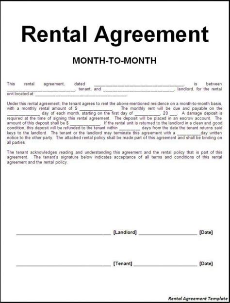 However, even if there is no formal agreement in writing, the residential tenancies act still applies. Rental Agreement Template | IPASPHOTO