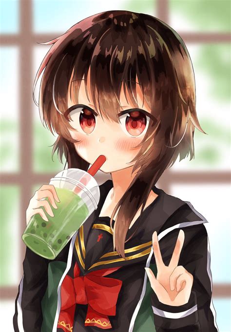 Cute Anime Girl Drinking Boba Wallpapers WallpaperSafari Com