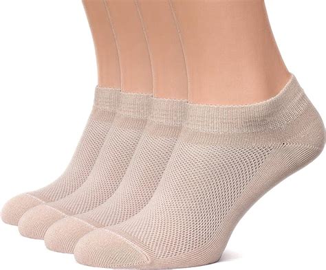 4 Pack Unisex Ultra Thin Socks Breathable Cotton Ankle Womens Mesh Low