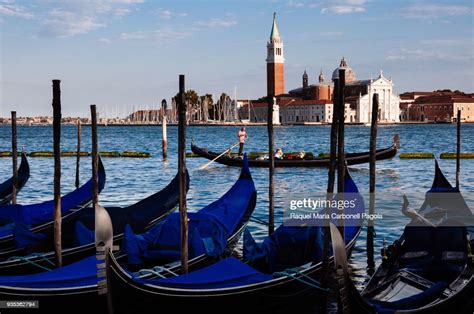 Gondolas On The Lagoon With Church Of San Giorgio Maggiore At Back