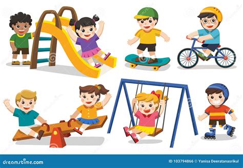 Happy Kids Having Fun Together Stock Vector Illustration Of