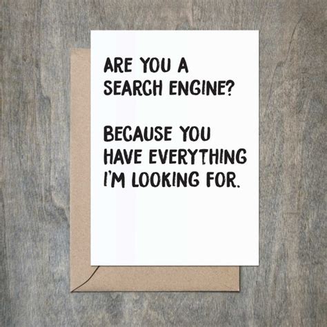 Search Engine Corny Pick Up Lines Card Love Card Funny