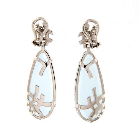 Goshwara G-One Aquamarine Diamond 18 Karat Gold Drop Earrings at 1stdibs