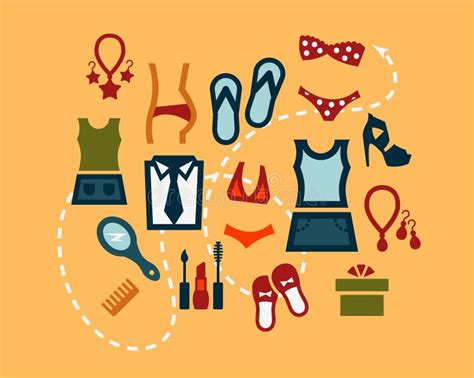 Flat Fashion Clothes Icons Stock Vector Illustration Of Lifestyle