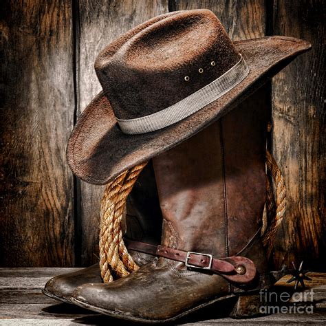 Vintage Cowboy Boots And Hat Photograph By American West Decor By