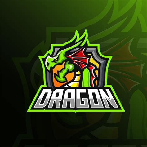 Premium Vector Green Dragon Mascot Esport Logo Design