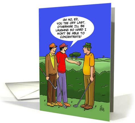 Golfing Birthday Card With Cartoon Of Two Golfers Looking
