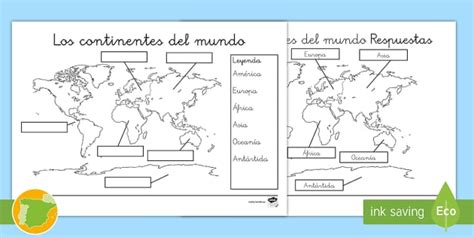 Ficha De Actividad Los Continentes Del Mundo Teacher Made