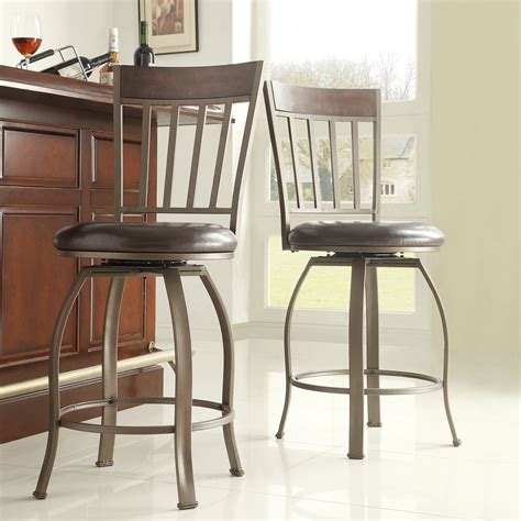 Shop Keyaki Rustic Bronze Swivel High Back Counter Height Stools Set