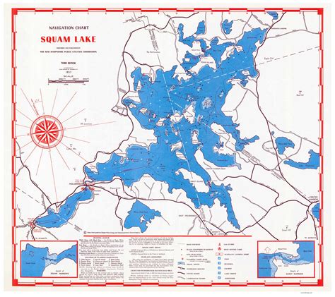 Squam Lake Nh Lakes New Hampshire 1957 Old Map Reprint Old Maps
