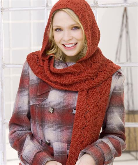 Crochet Hooded Scarf Pattern Comfy Hooded Scarf Red Heart