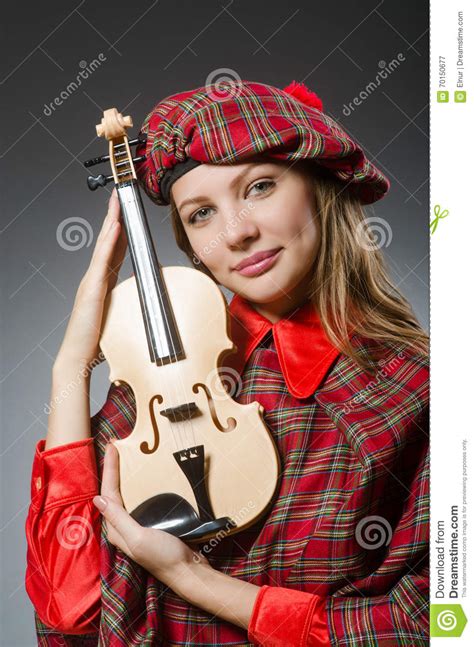 the woman in scottish clothing in musical concept stock image image of musician beret 70150677
