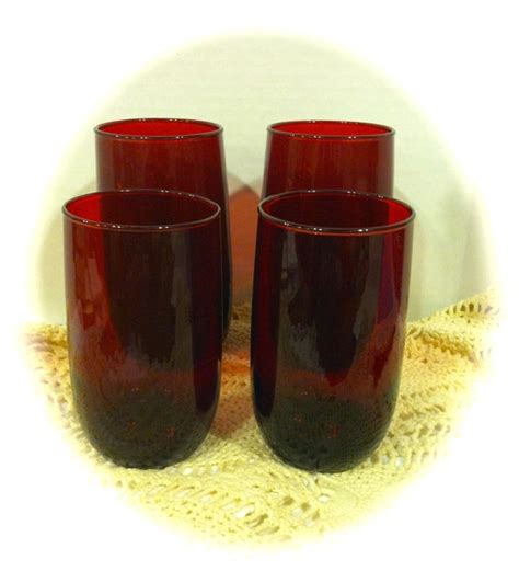 4 Anchor Hocking Royal Ruby Red Drinking Glasses 2 Sizes