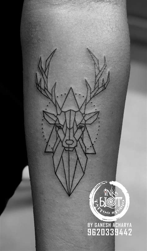 Geomatric Deer Tattoo By Inkblot Tattoo Studio Deer Tattoo Geometric