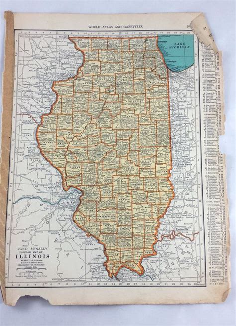 Illinois And Indiana Vintage Il And In Map By Lovedovetrading Vintage