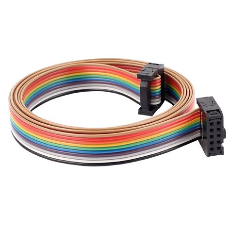 38ft 10 Pin 10 Way Ff Connector Idc Flat Rainbow Ribbon Cable For Diy