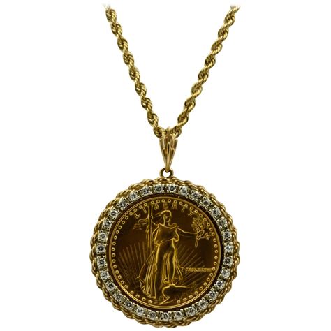 Offering a wide variety of gold products that are in stock now. $50 Liberty 1 Ounce Gold Coin Pendant with Diamond Bezel at 1stdibs