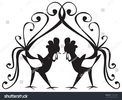 Two Cocks On White Background Stock Vector Royalty Free 116916229