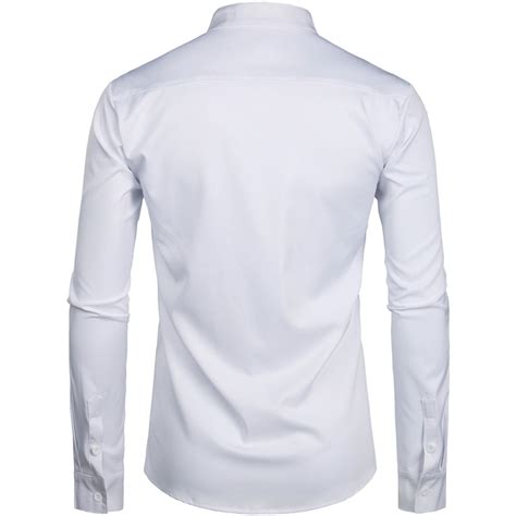 Solid Color Mandarin Collar Slim Fit Shirt Fanfreakz