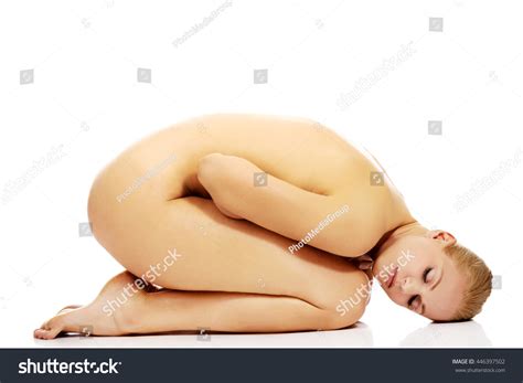Nude Depressed Woman Curled On Floor Stock Photo 446397502 Shutterstock