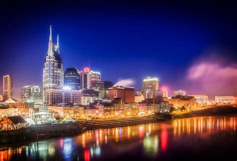 This Is A Shot Of The Nashville Skyline From The Pedestrian Bridge