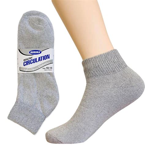 Alltopbargains 3 Pair Diabetic Ankle Circulatory Socks Health Support Men Loose Fit Grey 10 13