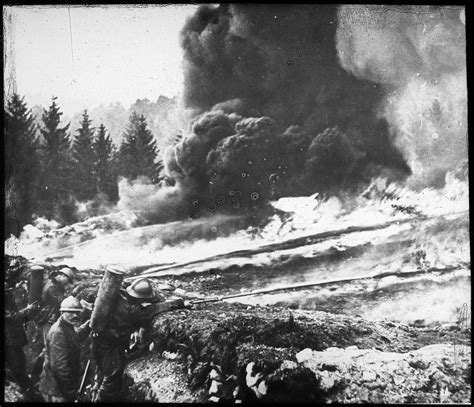French Soldiers Making A Gas And Flame Attack On German Trenches In