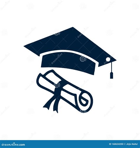 Graduation Hat Diploma Icon Isolated On White Background Stock Vector