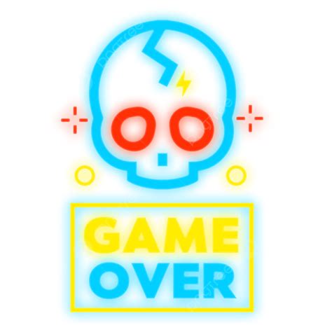Game Over Neon Png Transparent Neon Game Over Effect Skull Neon Game