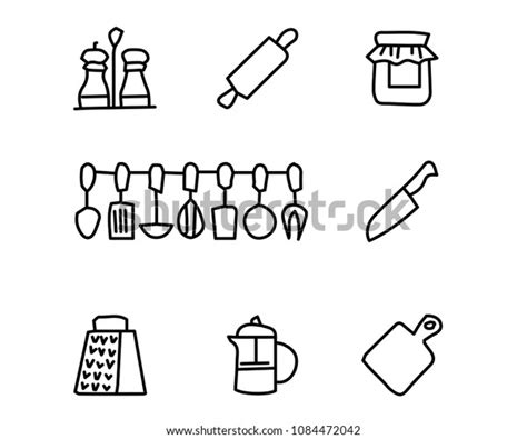 Cooking Hand Drawn Icon Set Design Stock Vector Royalty Free 1084472042 Shutterstock
