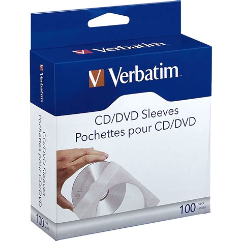 Verbatim Cddvd Paper Sleeves With Clear Windows 100 Pack
