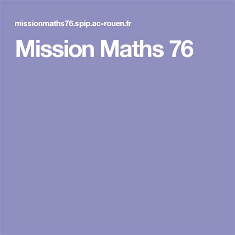 Mission Maths 76 Ecole