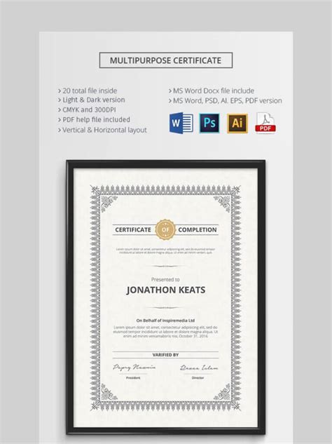 20 Best Free Microsoft Word Certificate Templates Downloads Intended