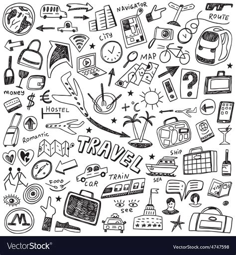 Travel Doodles Royalty Free Vector Image Vectorstock